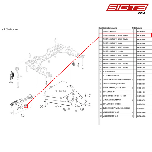 ADJUSTING DISK FA CAMBER (0,8MM) - 99634154398 [PORSCHE Cayman 981 GT4 Clubsport]