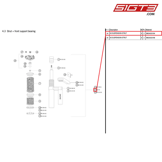 AS SUSPENSION STRUT - 99634303194 [PORSCHE 996 GT3 Cup]