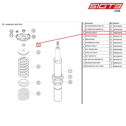 DISTANZHÜLSE - 9963435639A [PORSCHE 997.2 GT3 Cup]