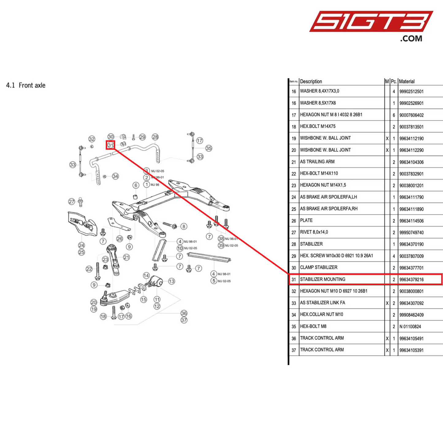 STABILIZER MOUNTING - 99634379216 [PORSCHE 996 GT3 Cup]