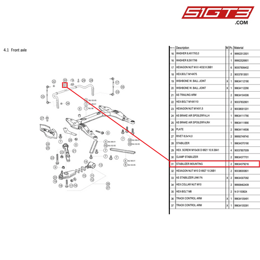 STABILIZER MOUNTING - 99634379216 [PORSCHE 996 GT3 Cup]