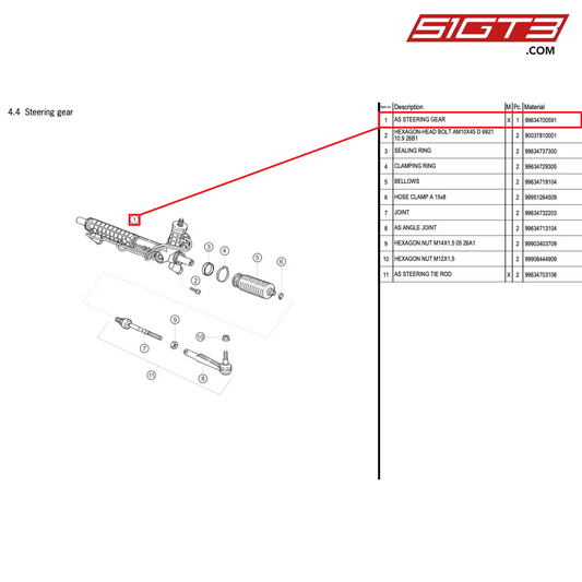 AS STEERING GEAR - 99634700591 [PORSCHE 996 GT3 Cup]