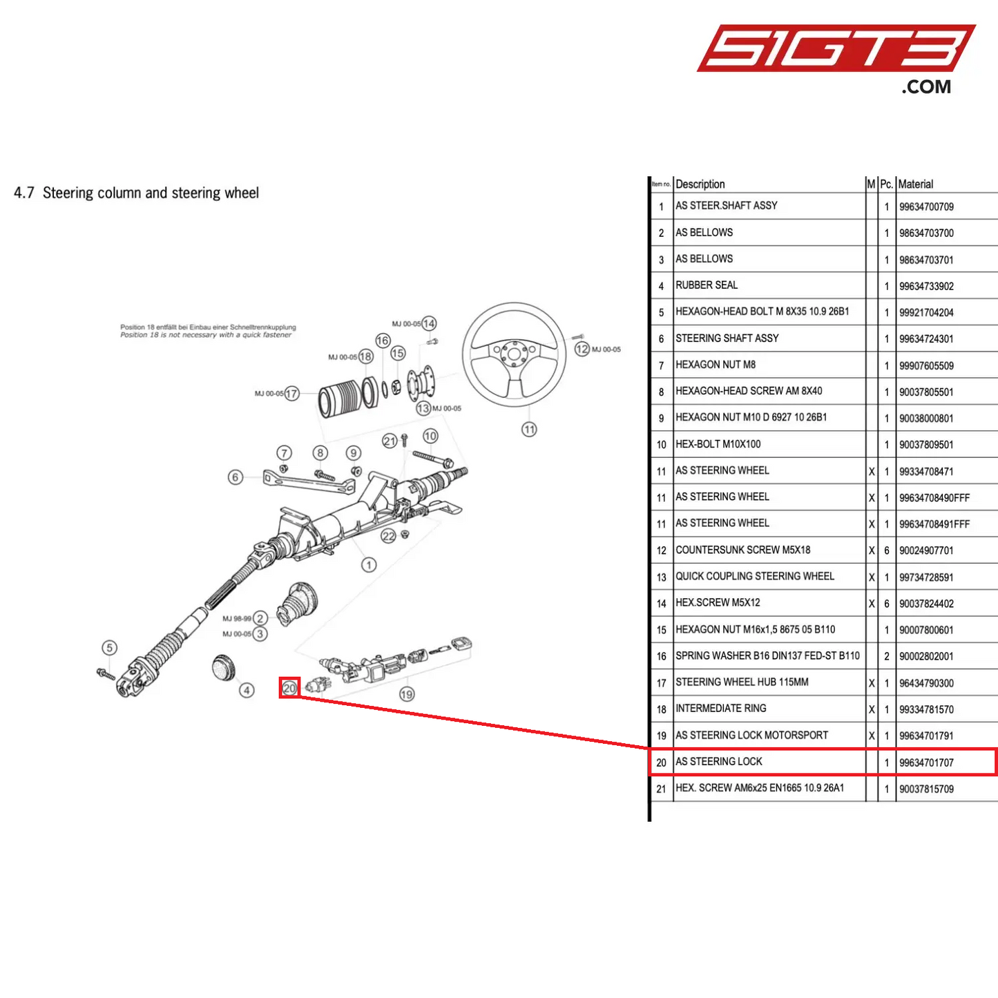 AS STEERING LOCK - 99634701707 [PORSCHE 996 GT3 Cup]