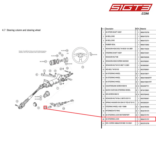 AS STEERING LOCK - 99634701707 [PORSCHE 996 GT3 Cup]