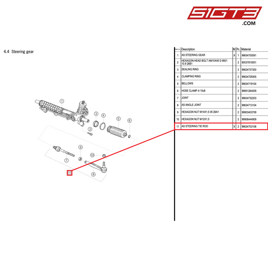 AS STEERING TIE ROD - 99634703106 [PORSCHE 996 GT3 Cup]