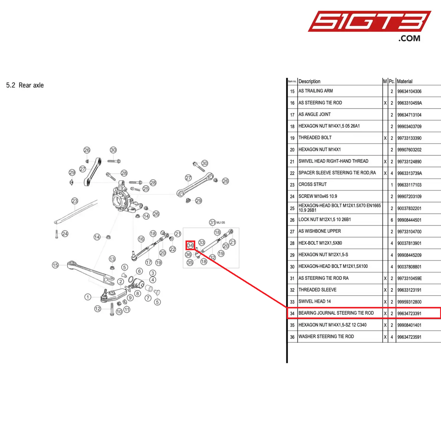 BEARING JOURNAL STEERING TIE ROD - 99634723391 [PORSCHE 996 GT3 Cup]