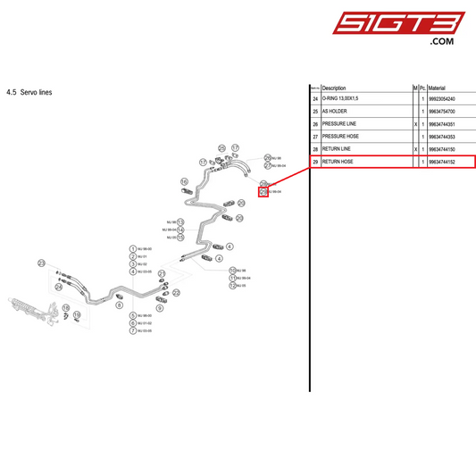 RETURN HOSE - 99634744152 [PORSCHE 996 GT3 Cup]