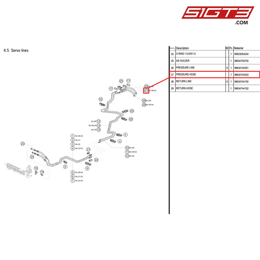 PRESSURE HOSE - 99634744353 [PORSCHE 996 GT3 Cup]