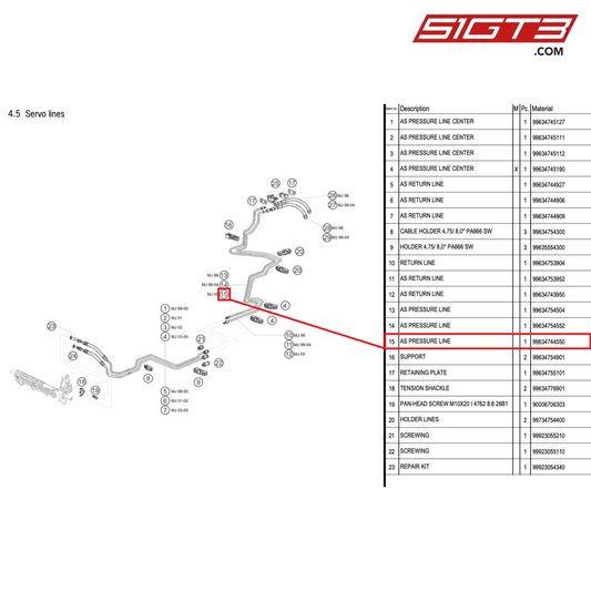 AS PRESSURE LINE - 99634744550 [PORSCHE 996 GT3 Cup]