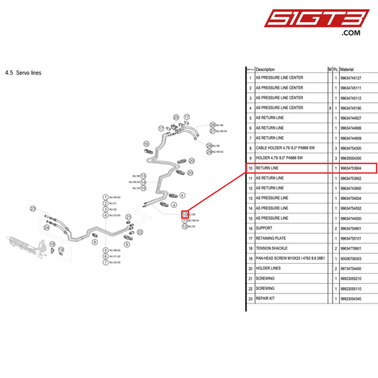 RETURN LINE - 99634753904 [PORSCHE 996 GT3 Cup]