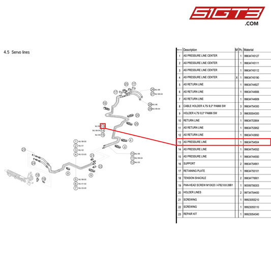 AS PRESSURE LINE - 99634754504 [PORSCHE 996 GT3 Cup]