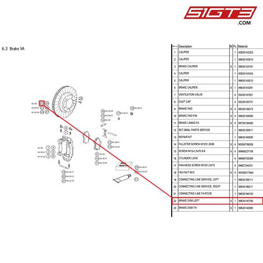 BRAKE DISK LEFT - 99635140790 [PORSCHE 996 GT3 Cup]