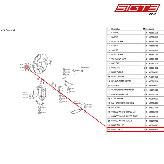 BRAKE DISK FA - 99635140990 [PORSCHE 996 GT3 Cup]