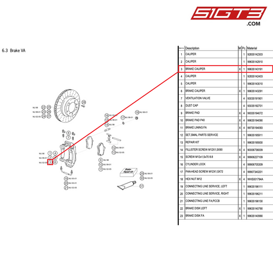 BRAKE CALIPER - 99635143191 [PORSCHE 996 GT3 Cup]