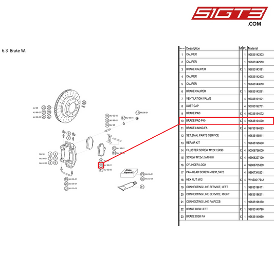 BRAKE PAD P40 - 99635194090 [PORSCHE 996 GT3 Cup]
