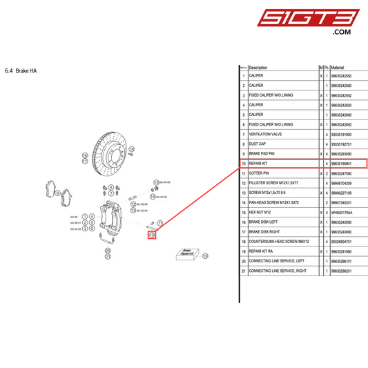 REPAIR KIT - 99635195901 [PORSCHE 996 GT3 Cup]