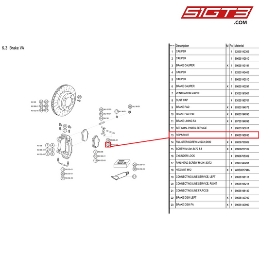 REPAIR KIT - 99635195930 [PORSCHE 996 GT3 Cup]