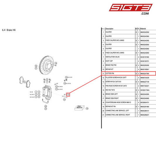 COTTER PIN - 99635247590 [PORSCHE 996 GT3 Cup]