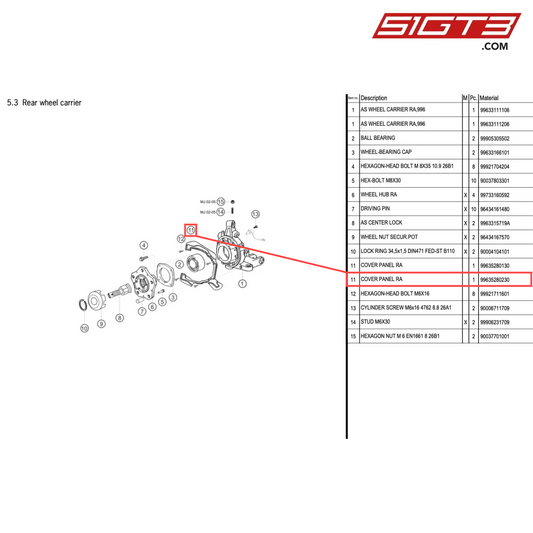 COVER PANEL RA - 99635280230 [PORSCHE 996 GT3 Cup]