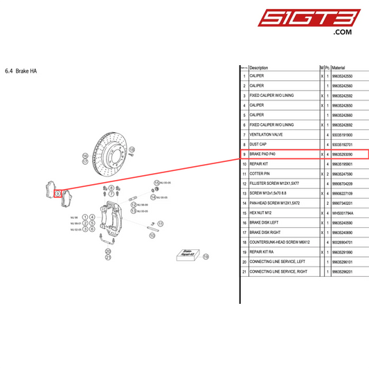 BRAKE PAD P40 - 99635293090 [PORSCHE 996 GT3 Cup]
