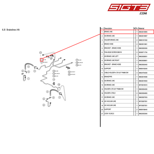 BRAKE LINE - 99635518905 [PORSCHE 996 GT3 Cup]