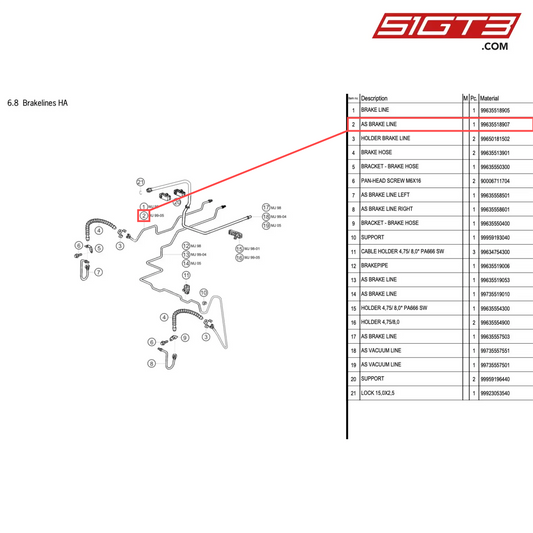 AS BRAKE LINE - 99635518907 [PORSCHE 996 GT3 Cup]