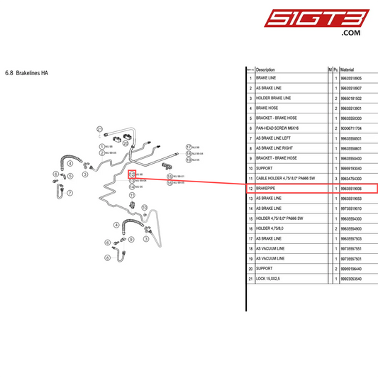 BRAKEPIPE - 99635519006 [PORSCHE 996 GT3 Cup]