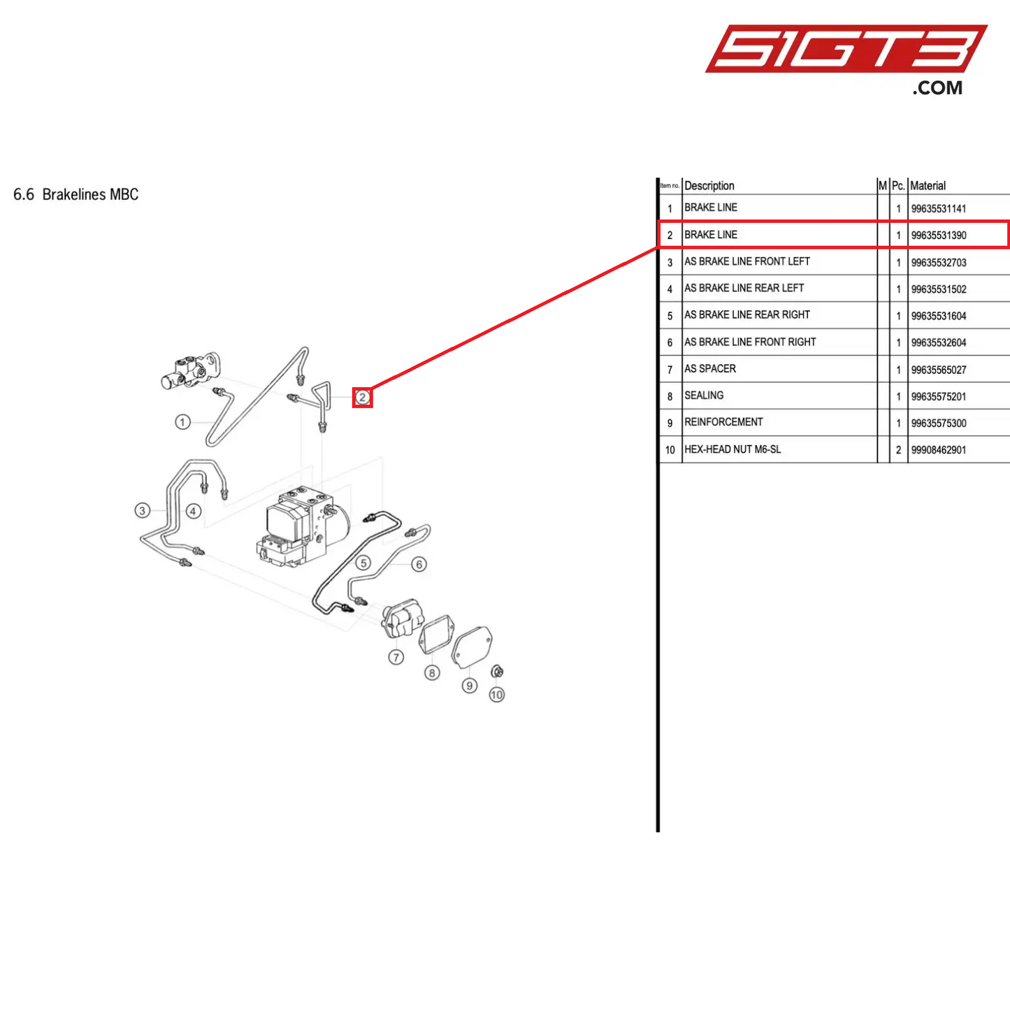 BRAKE LINE - 99635531390 [PORSCHE 996 GT3 Cup]