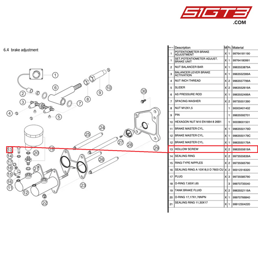 HOLLOW SCREW - 9963555619A [PORSCHE 997.2 GT3 Cup]
