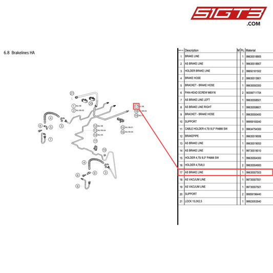 AS BRAKE LINE - 99635557503 [PORSCHE 996 GT3 Cup]