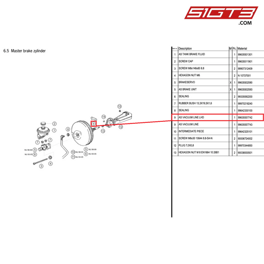AS VACUUM LINE LHD - 99635557742 [PORSCHE 996 GT3 Cup]
