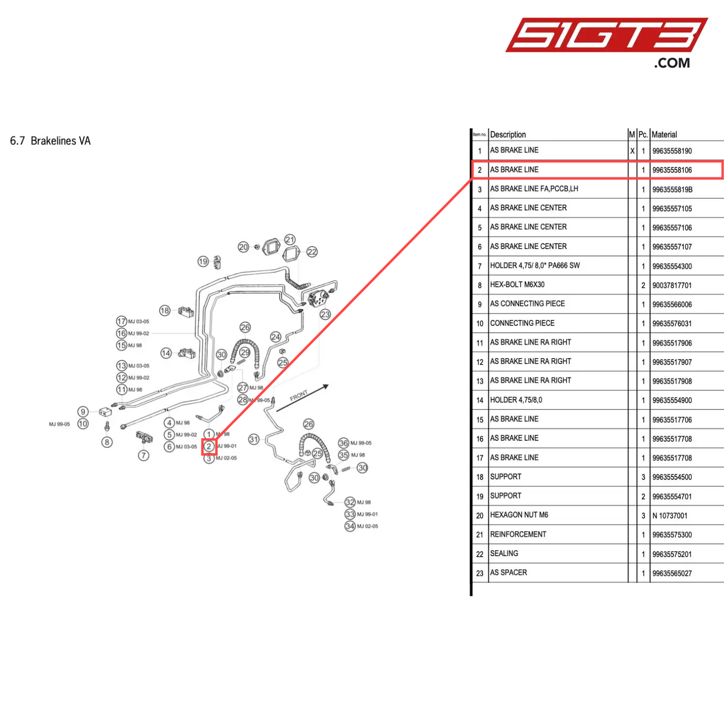 AS BRAKE LINE - 99635558106 [PORSCHE 996 GT3 Cup]