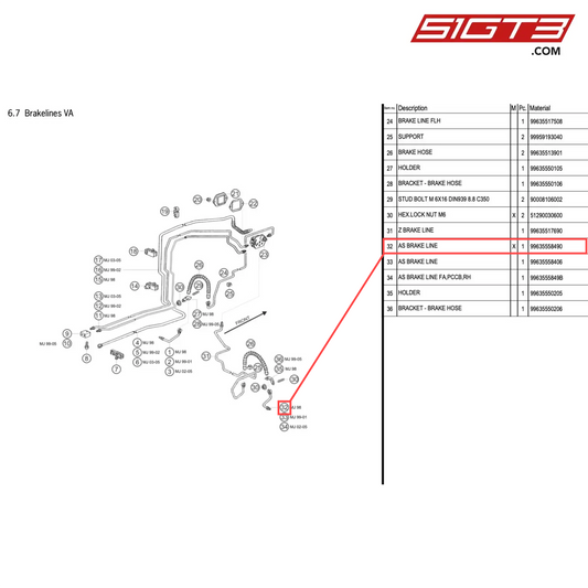 AS BRAKE LINE - 99635558490 [PORSCHE 996 GT3 Cup]