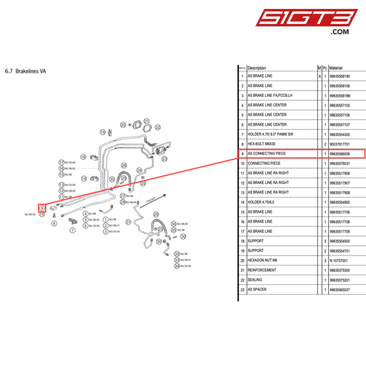 AS CONNECTING PIECE - 99635566006 [PORSCHE 996 GT3 Cup]