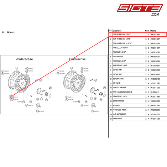 CUP-WHEEL RIM 8,5X18" - 99636213695 [PORSCHE 996 GT3 Cup]