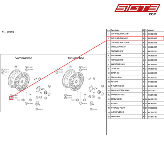 CUP-WHEEL RIM 9JX18" - 99636213697 [PORSCHE 996 GT3 Cup]