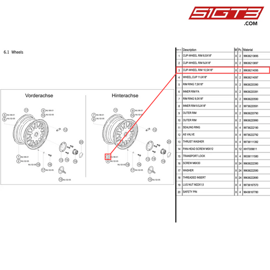 CUP-WHEEL RIM 10,5X18" - 99636214095 [PORSCHE 996 GT3 Cup]