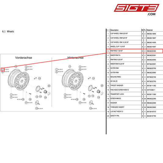 RIM RING 7,5X18" - 99636220390 [PORSCHE 996 GT3 Cup]