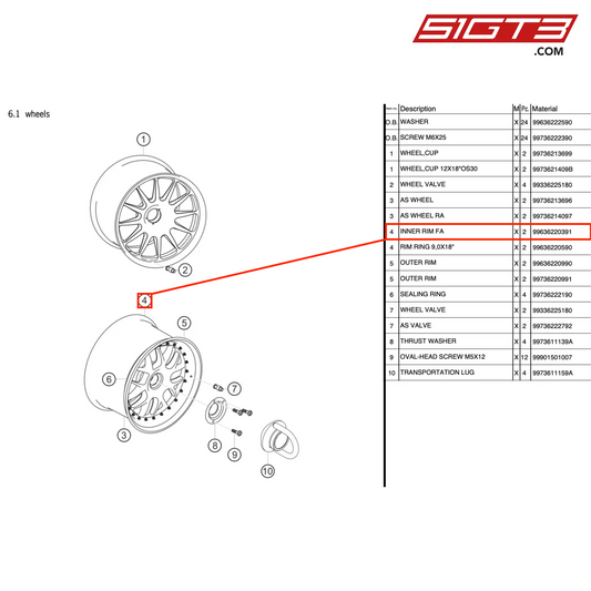INNER RIM FA - 99636220391 [PORSCHE 997.2 GT3 Cup]