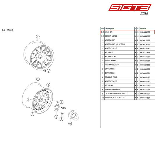 WASHER - 99636222590 [PORSCHE 997.2 GT3 Cup]