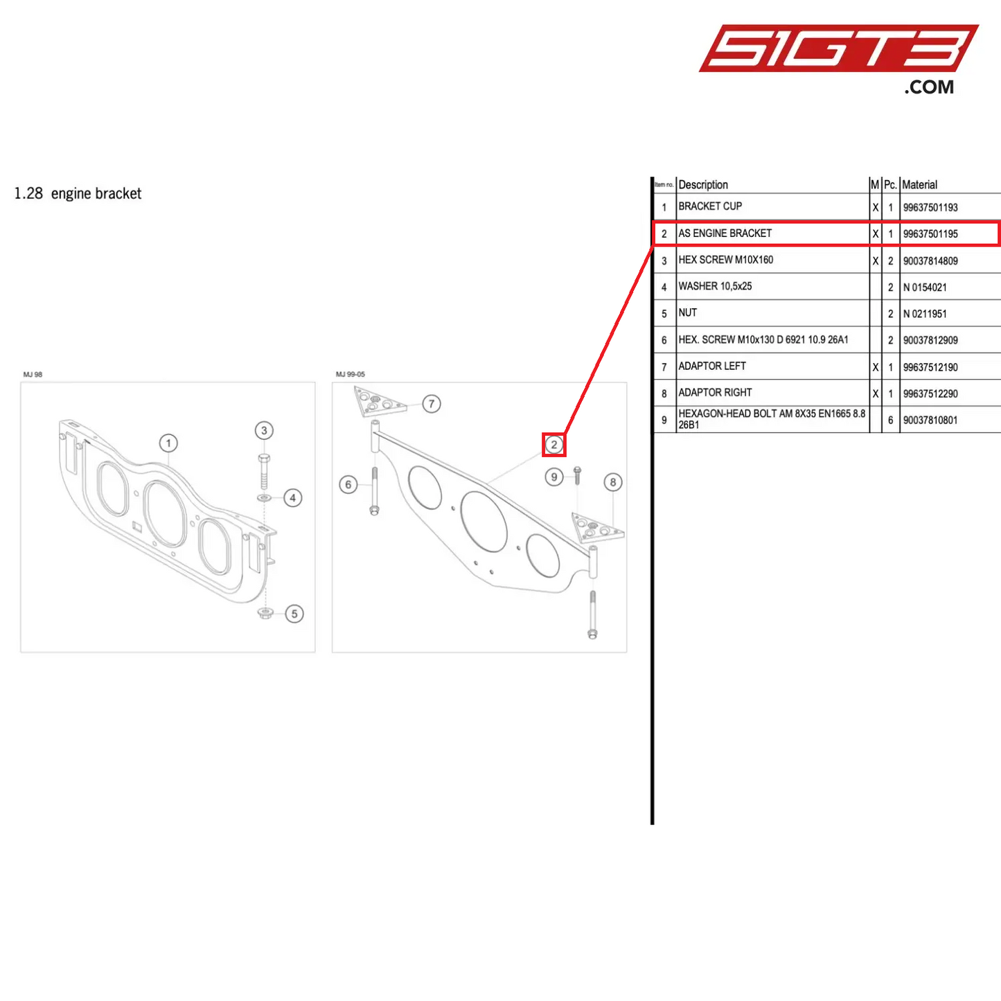 AS ENGINE BRACKET - 99637501195 [PORSCHE 996 GT3 Cup]