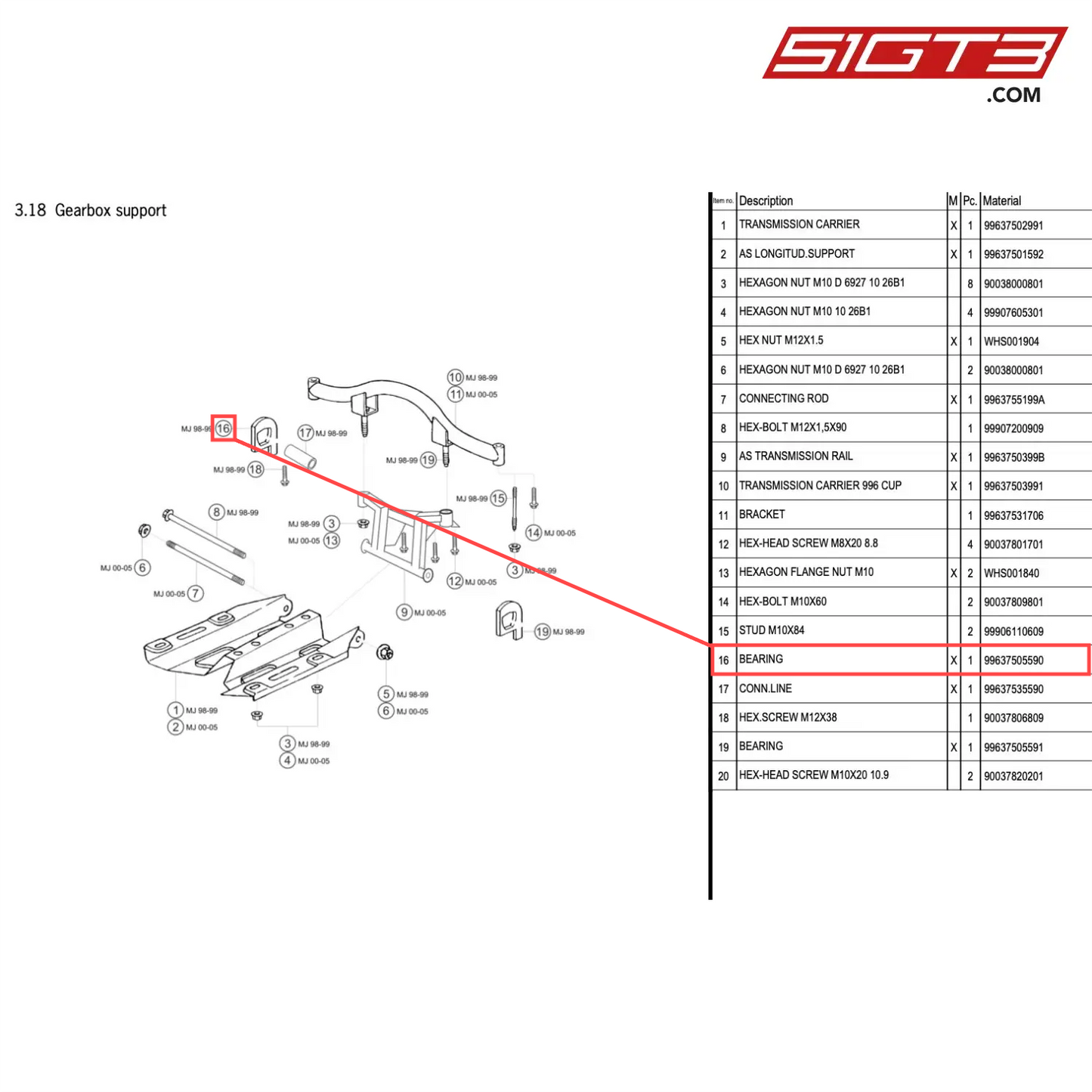 BEARING - 99637505590 [PORSCHE 996 GT3 Cup]