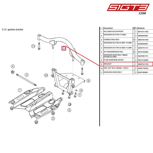 BRACKET - 99637531706 [PORSCHE 997.2 GT3 Cup]