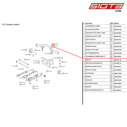 BRACKET - 99637531706 [PORSCHE 996 GT3 Cup]