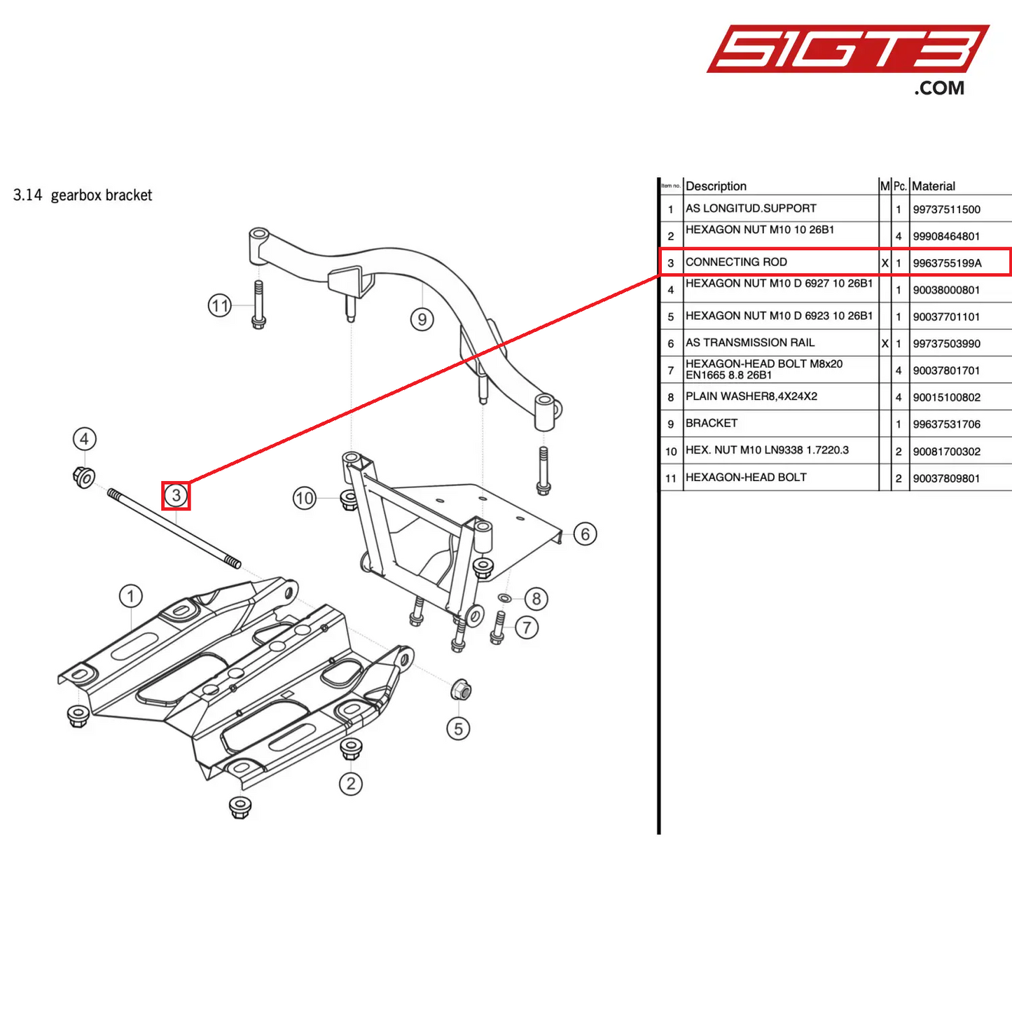 PLEUELSTANGE - 9963755199A [PORSCHE 997.2 GT3 Cup]
