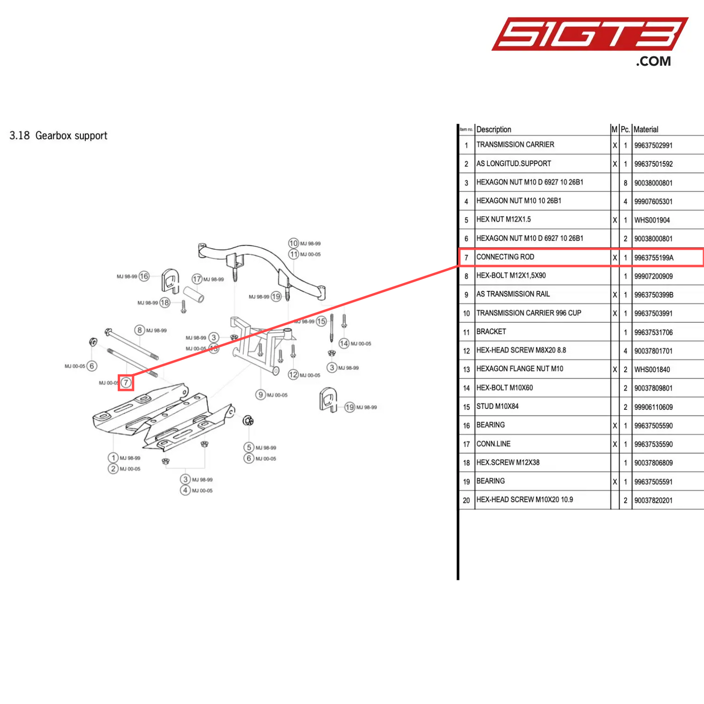 CONNECTING ROD - 9963755199A [PORSCHE 996 GT3 Cup]