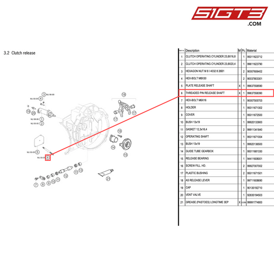 THREADED PIN RELEASE SHAFT - 99637558390 [PORSCHE 996 GT3 Cup]