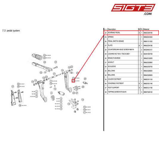 AS BRAKE PEDAL - 99642309190 [PORSCHE 996 GT3 Cup]