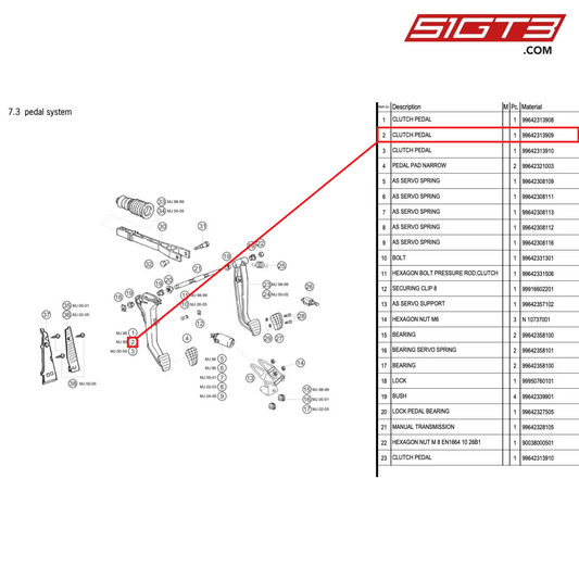 CLUTCH PEDAL - 99642313909 [PORSCHE 996 GT3 Cup]