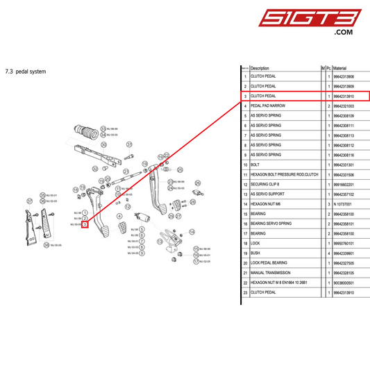 CLUTCH PEDAL - 99642313910 [PORSCHE 996 GT3 Cup]